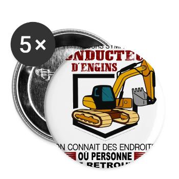 Gin-Shirt-Fahrer - Buttons groß 56 mm (5er Pack) - Weiß - Vorne