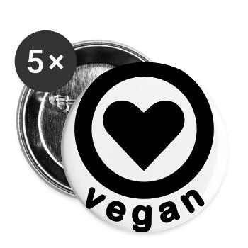 vegan heart - Lot de 5 grands badges (56 mm) - blanc - Devant