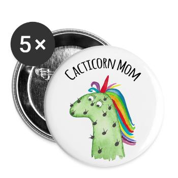 Cacticorn Mom - Lot de 5 grands badges (56 mm) - blanc - Devant