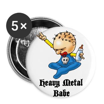 Heavy Metal Babe - Lot de 5 grands badges (56 mm) - blanc - Devant