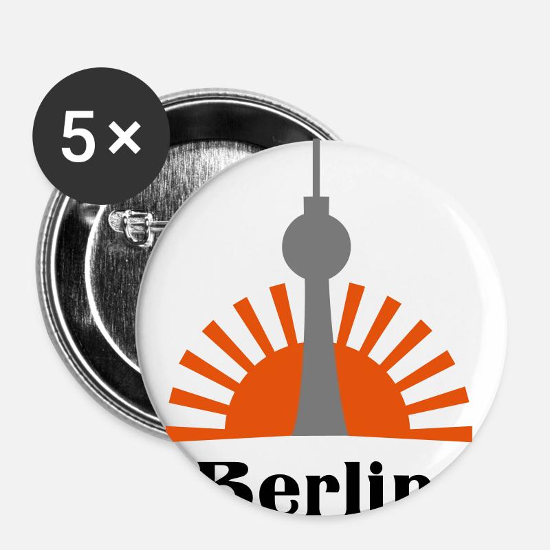 Berlin - Buttons groß 56 mm (5er Pack) - Weiß
