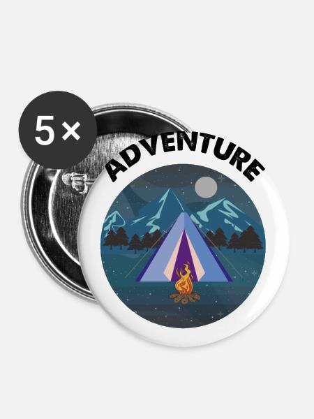 Abenteuer - Buttons groß 56 mm (5er Pack) - Weiß