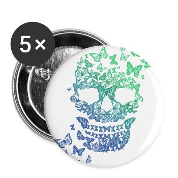 Crâne de papillon - Lot de 5 grands badges (56 mm) - blanc - Devant
