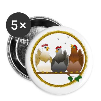 Poules poulets poulet coq poulets oiseau oeuf pâques - Lot de 5 grands badges (56 mm) - blanc - Devant