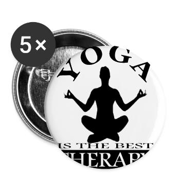 yoga ist meine Therapie beste Therapie Geschenk - Buttons groß 56 mm (5er Pack) - Weiß - Vorne