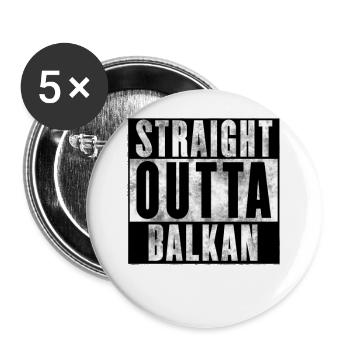 Tout droit Outta Balkans | Croatie Bosna Srbija Jugo - Lot de 5 grands badges (56 mm) - blanc - Devant