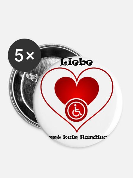 Liebe überwindet jedes Handicap - Buttons groß 56 mm (5er Pack) - Weiß