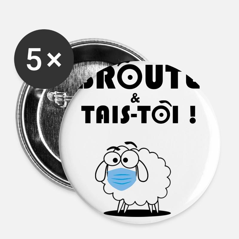Broute & Shut up! - Buttons large 2.2''/56 mm (5-pack) - white