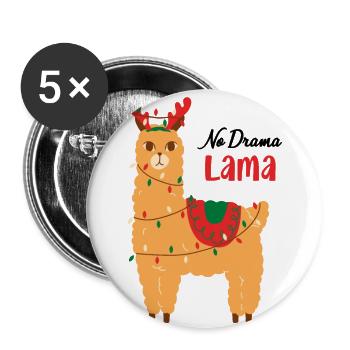 Lama Tiere Weihnachten lustiges Motiv - Buttons groß 56 mm (5er Pack) - Weiß - Vorne