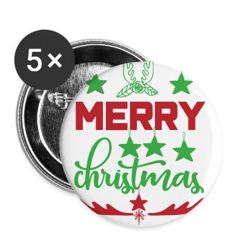 xmas x-mas Noël - Lot de 5 grands badges (56 mm) - blanc - Devant