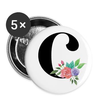 Buchstabe C personalisiertes Geschenk Alphabet Vorname Weihnachten - Buttons groß 56 mm (5er Pack) - Weiß - Vorne