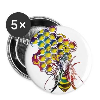#bee #honey d’abeilles et de miel - Lot de 5 grands badges (56 mm) - blanc - Devant