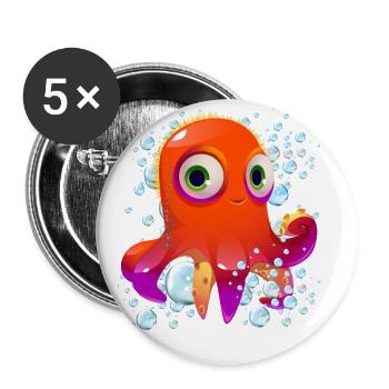 Octopus Bubbles - Buttons large 2.2''/56 mm (5-pack) - white - Front