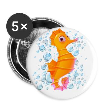 Seepferdchenblasen - Buttons groß 56 mm (5er Pack) - Weiß - Vorne
