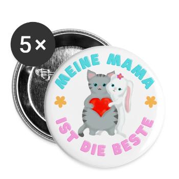 Meine Mama ist die Beste - Buttons groß 56 mm (5er Pack) - Weiß - Vorne