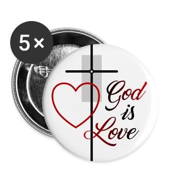 God is love - Buttons groß 56 mm (5er Pack) - Weiß - Vorne