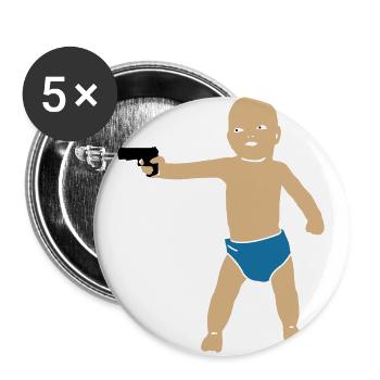baby gun - Lot de 5 grands badges (56 mm) - blanc - Devant