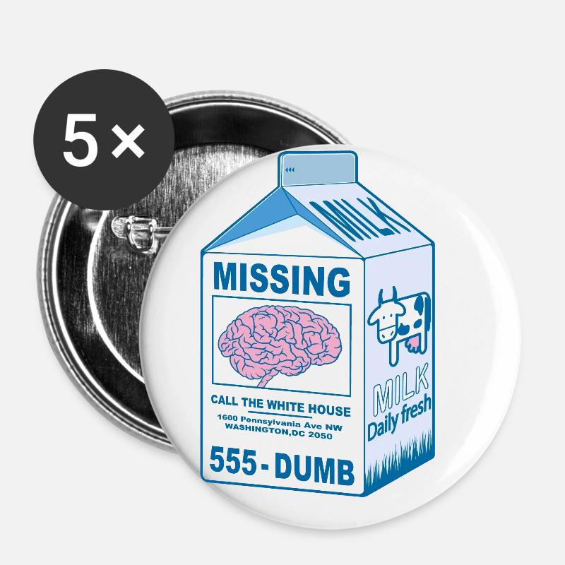 Missing brain - Buttons large 2.2''/56 mm (5-pack) - white