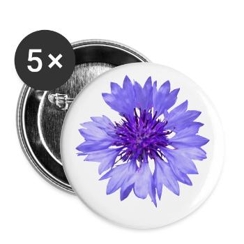 bleuet bleu, fleur, fleurs, fleurs, fleurs, jardin - Lot de 5 grands badges (56 mm) - blanc - Devant