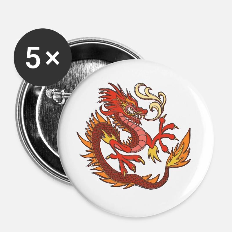 Dragon - Buttons groß 56 mm (5er Pack) - Weiß