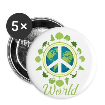 Frieden Natur - Buttons groß 56 mm (5er Pack) - Weiß - Vorne