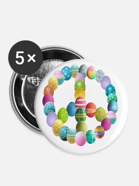 Peacezeichen Osterei - Buttons groß 56 mm (5er Pack) - Weiß