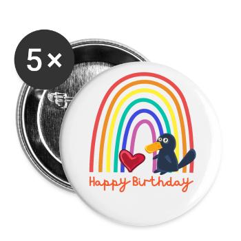 Happy birthday! Baby Platypus, Rainbow Heart - Buttons large 2.2''/56 mm (5-pack) - white - Front