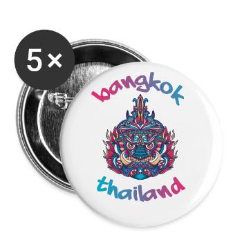 bangkok Thailand Backpacker Reisen - Buttons groß 56 mm (5er Pack) - Weiß - Vorne