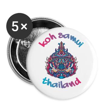 Koh Samui Thailand Backpacker Reisen - Buttons groß 56 mm (5er Pack) - Weiß - Vorne