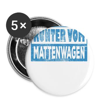 Runter vom Mattenwagen Sportlrhrer Trainer - Buttons groß 56 mm (5er Pack) - Weiß - Vorne