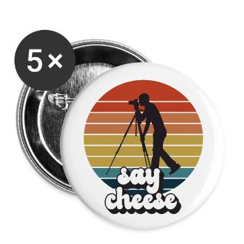 Smile And Say Cheese - Buttons large 2.2''/56 mm (5-pack) - white - Front