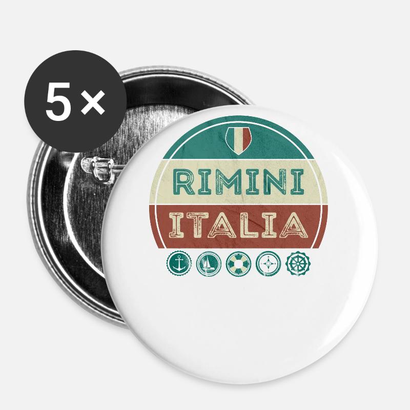 Rimini Adriatic Italy Holiday Souvenir - Buttons large 2.2''/56 mm (5-pack) - white