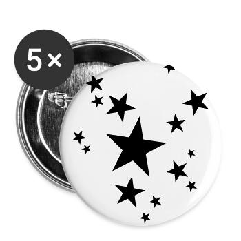 Sterne Design Glitzer Zauber Geschenk - Buttons groß 56 mm (5er Pack) - Weiß - Vorne