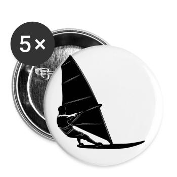 Silhouette de planche à voile - Lot de 5 grands badges (56 mm) - blanc - Devant