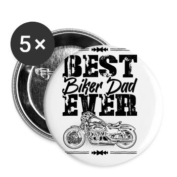 Biker Dad - Buttons groß 56 mm (5er Pack) - Weiß - Vorne