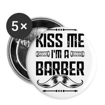 Embrasse-moi Barbier - Lot de 5 grands badges (56 mm) - blanc - Devant