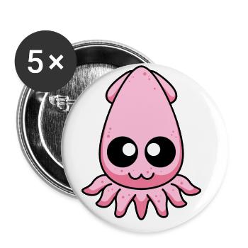 Squid Comic Animal - Buttons large 2.2''/56 mm (5-pack) - white - Front