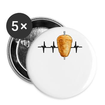Doner Kebab Heartbeat Pulse Kebab Lovers - Buttons large 2.2''/56 mm (5-pack) - white - Front