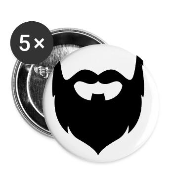Symbole de barbe - Lot de 5 grands badges (56 mm) - blanc - Devant