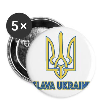 Slava Ukraini Freedom Europe Ukraine Kiev Soutien - Lot de 5 grands badges (56 mm) - blanc - Devant