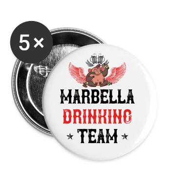 Équipe de boisson de Marbella - Lot de 5 grands badges (56 mm) - blanc - Devant