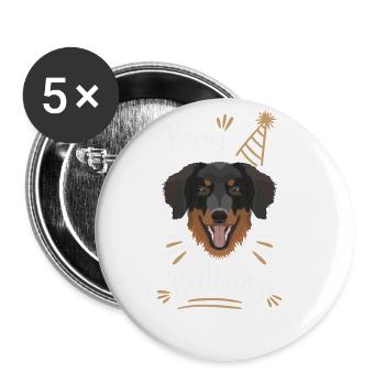 Cadeau d’anniversaire Hovawart - Lot de 5 grands badges (56 mm) - blanc - Devant
