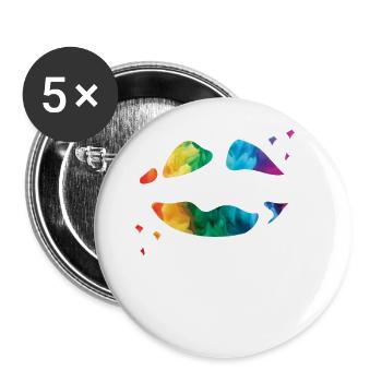 LGBTQ Parade Rainbow Flag Kiss - Buttons large 2.2''/56 mm (5-pack) - white - Front