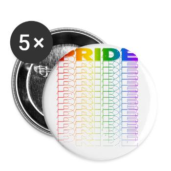 LGBTQ Parade Regenbogenfahne - Buttons groß 56 mm (5er Pack) - Weiß - Vorne