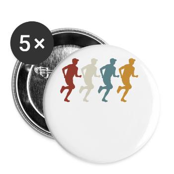 Retro vintage Marathonläufer - Buttons groß 56 mm (5er Pack) - Weiß - Vorne
