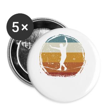 Retro vintage Slackline - Buttons groß 56 mm (5er Pack) - Weiß - Vorne
