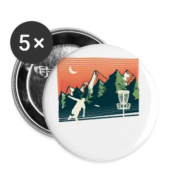 Trendsport Discgolf, Natur, Geometrie Design - Buttons groß 56 mm (5er Pack) - Weiß - Vorne
