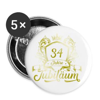 34 Zahl Kranz - Buttons groß 56 mm (5er Pack) - Weiß - Vorne