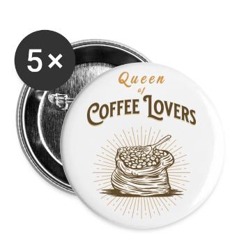 Queen of Coffee Lovers Retro Vintage Coffee Beans - Buttons large 2.2''/56 mm (5-pack) - white - Front