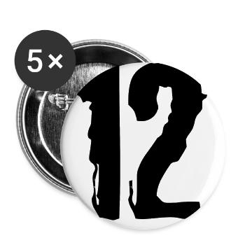 12 Zahl Trikot - Buttons groß 56 mm (5er Pack) - Weiß - Vorne